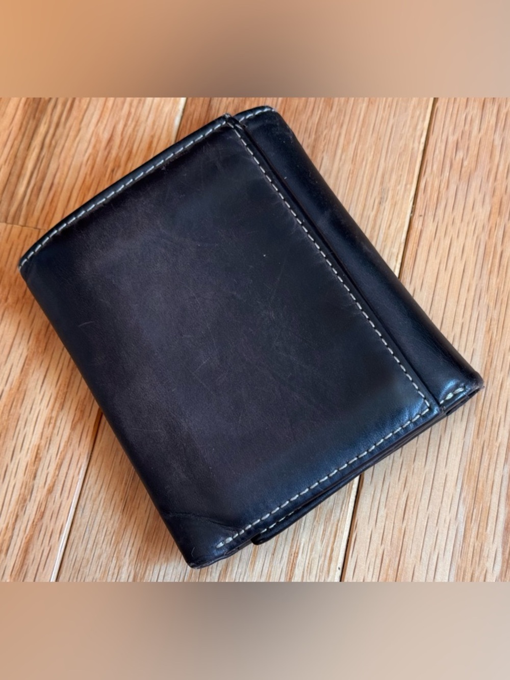 Genuine Brown Leather Tri-fold Men’s Wallet, RFID Blocking, Flip ID, Double Bill